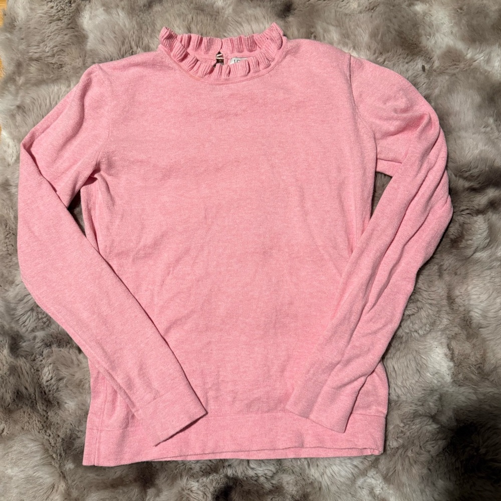 J. Crew Pink Long Sleeve Ruffled Top